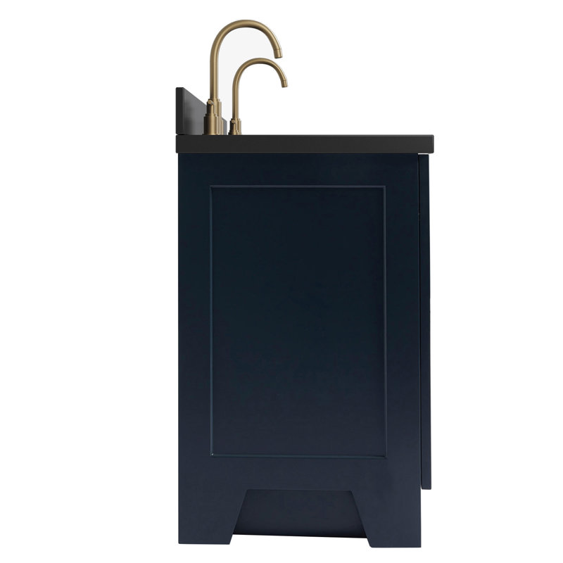73 IN.  Single Bathroom Vanity, Rectangular, Midnight Blue, Black Quartz