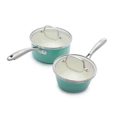 Ensemble de casseroles en céramique antiadhésive GreenLife Artisan, 1L et 2L, poignée en acier inoxydable