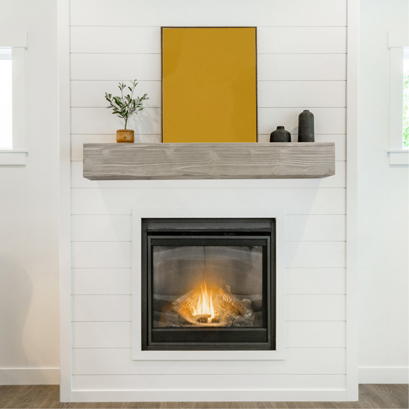 Manteau de cheminée en bois rustique 60 ", tablette murale et flottante pour décoration intérieure, H 6 po x l 60 po x P 9 po