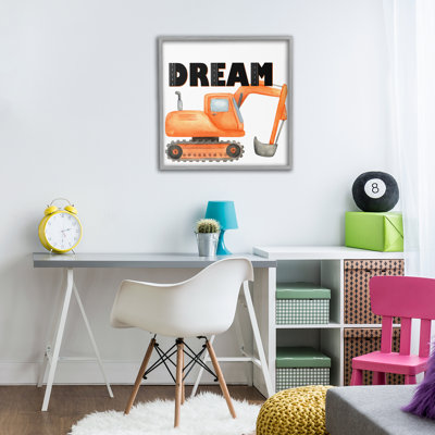 Dream with Orange Excavator Framed Giclee, design by Kim Allen