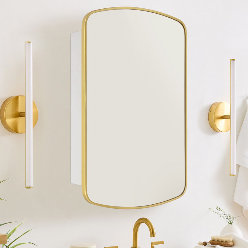Castorina 18''x27"  Brushed Gold Mirrored Recessed Mounted Bathroom Medicine Cabinet, Brushed Gold