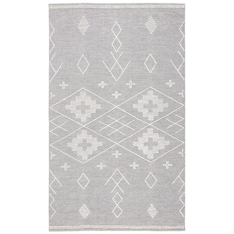 Holtby Southwestern Handmade Flatweave Gray/Ivory Area Rug, Rectangle 3' x 5'