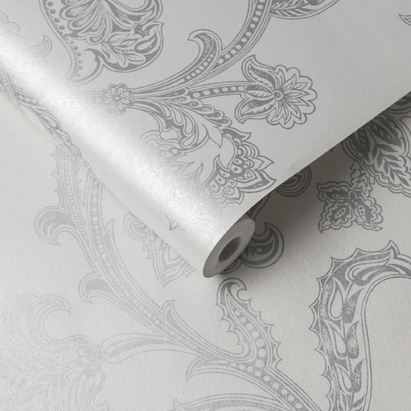 Designer Xanadu Textured Metallic Wallpaper Roll, Pearl