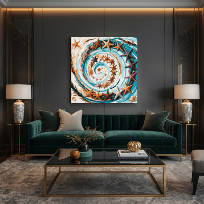 Art mural sur toile blanc, "Coastal Starfish"