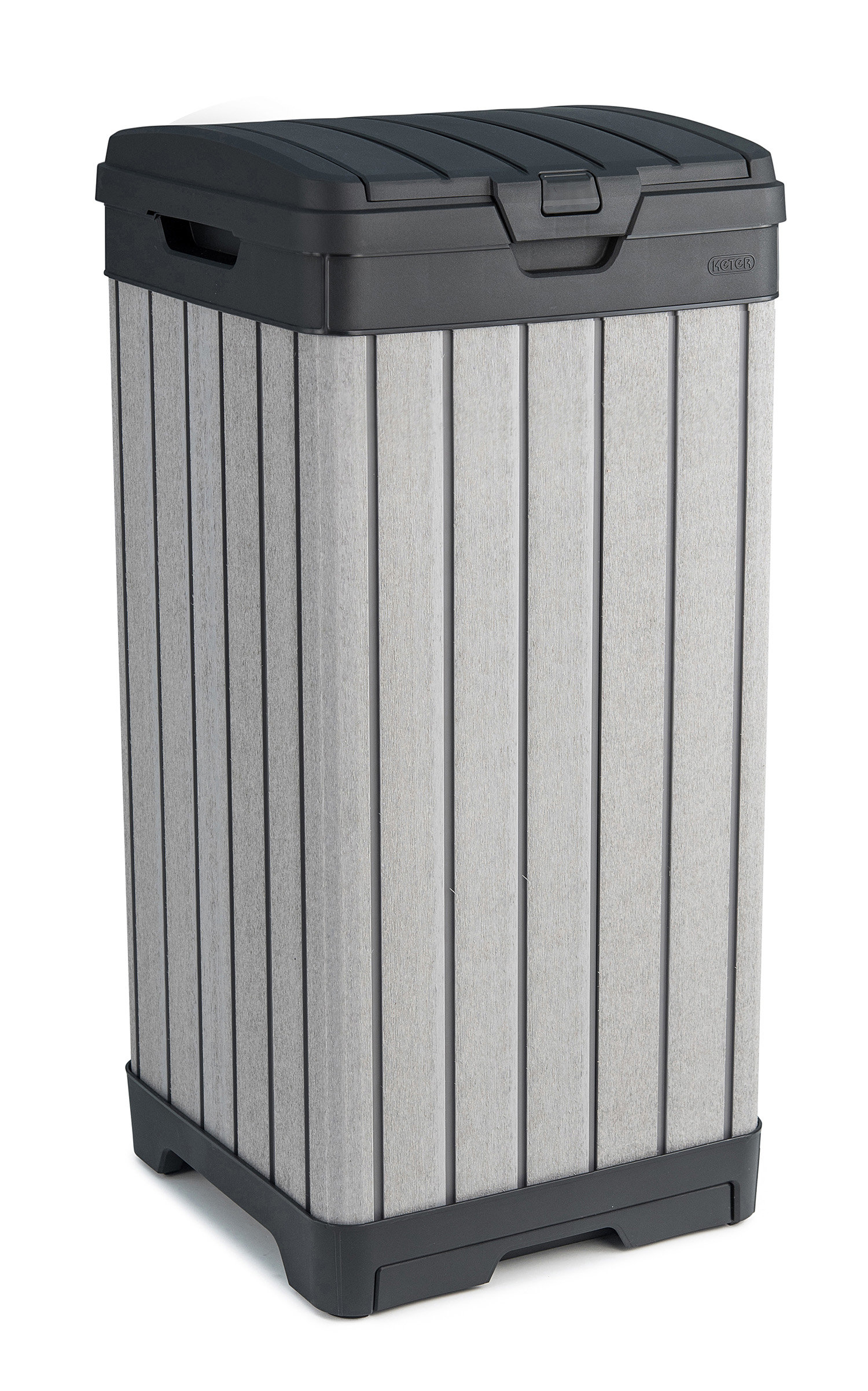 Keter Rockford 39 Gallon Manual Lift Waste And Recycling Trash Bin With Drip Tray Made of
