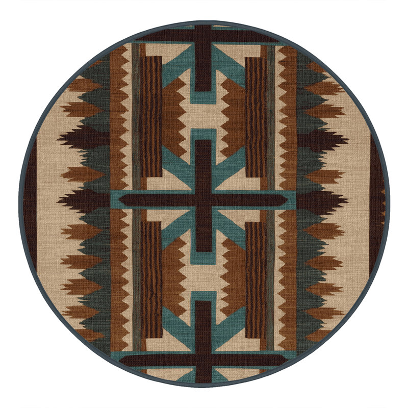Washable Cross Path Southwestern Area Rug, Round 6'