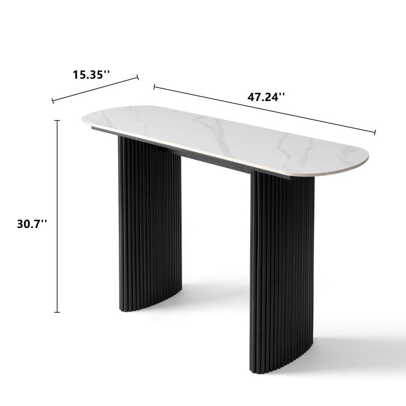 Serwon 47" Marble Console Table, White, Black