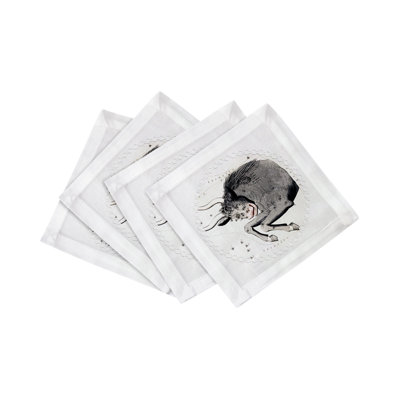 Zodiac Taurus Cotton Sateen Cocktail Napkins