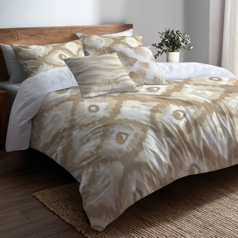 Ensemble d'édredon 6 pièces Modern - Ensemble de literie et coussin décoratif beige neutre
