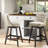  Swivel White Faux Leather 25.5'' Counter Stool with Solid Wood Frame-15567443-15567442