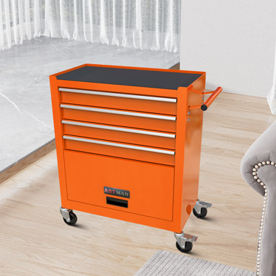 Steel Frame Tool Cabinet with Side Handle and Storage Drawers