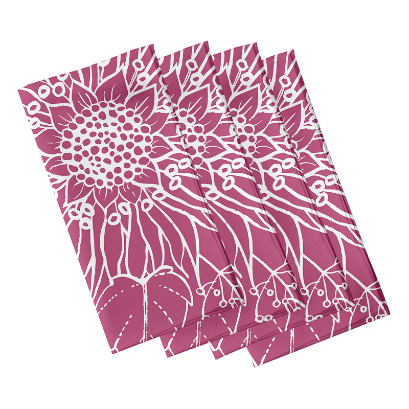 Chavi Polyester Floral Square Napkin, Pink