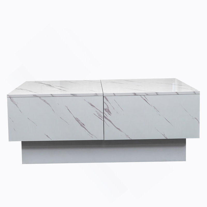 Table basse avec plateau coulissant, table centrale avec compartiment de rangement caché, table extensible pour le salon