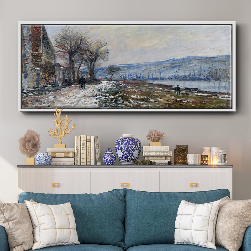 La seine à Lavacourt, effet de neige, 1879 - toile encadrée, H 12 po x l 30 po