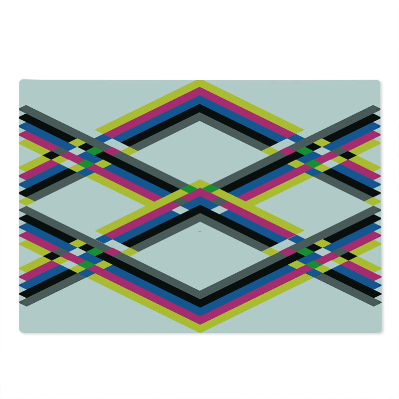 Ambesonne Psychedelic Cutting Board Large Size Zigzag Colorful Multicolor