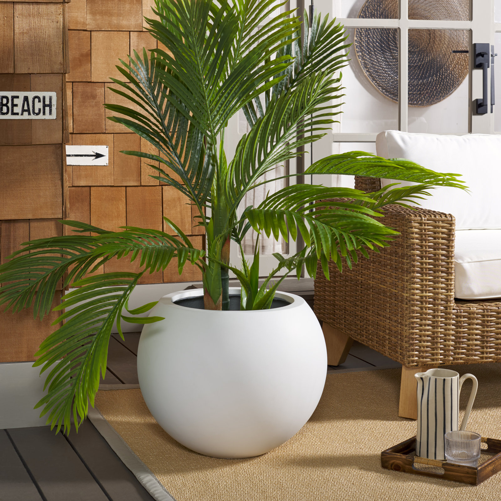 Mcgill Concrete Pot Planter, White, 15.7" H x 19.6" W x 19.6" D