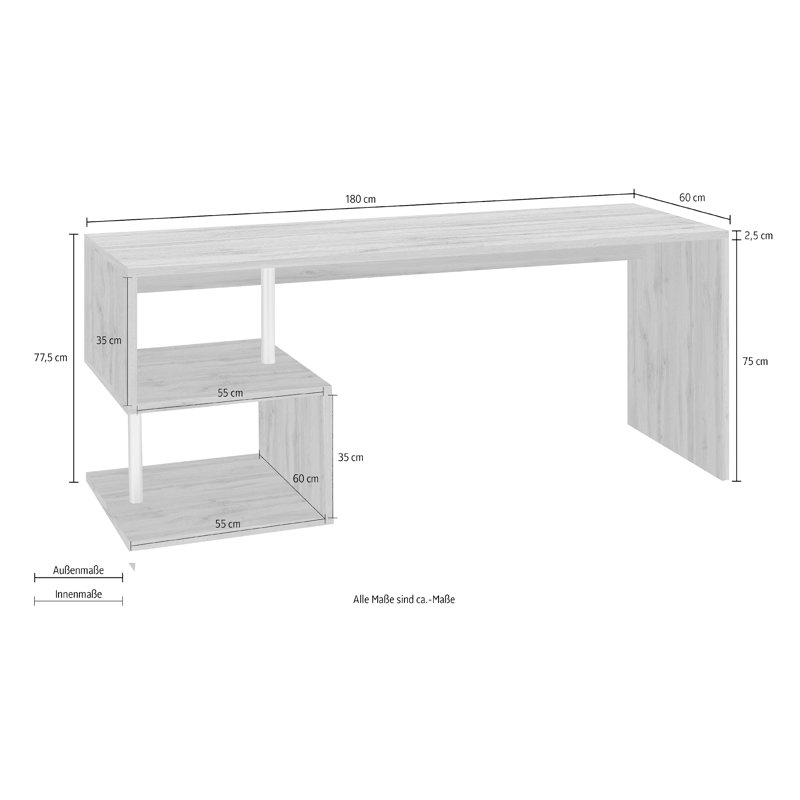 Michellemarie Commercial Use 457.2Cm W Rectangle Writing Desk, 77.5cm H x 180cm W x 60cm D