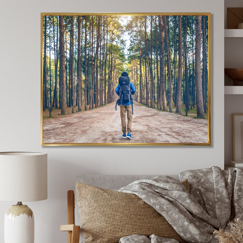 «Wilderness Forest Hike» sur toile, Cadre flottant doré, H 12 po x l 20 po x P 1 po
