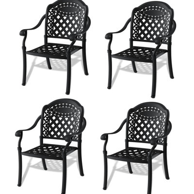 2 chaises de patio en fonte d'aluminium avec cadres et coussins noirs 2 pièces - créent une atmosphère extérieure confortable antirouille, imperméable et confortable
