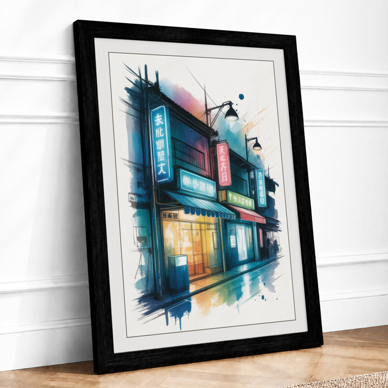 Dusk in Tokyo Japandi - Framed Print, Black, A3 - 42.0 x 29.7 cm