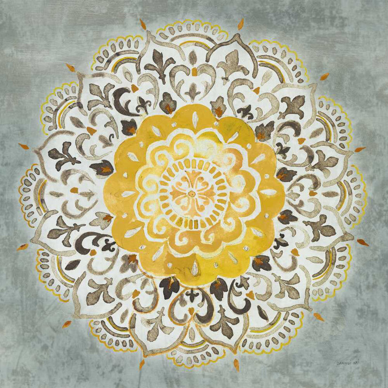 Mandala Delight IV jaune gris, H 20 po x l 20 po