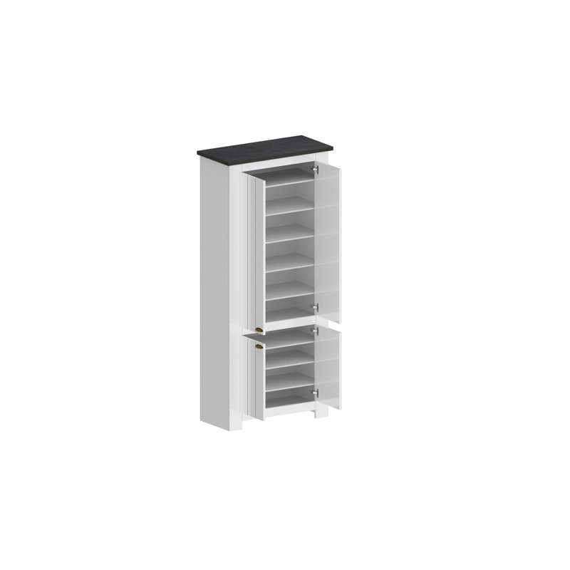 40 Pair Shoe Storage Cabinet, White/Grey