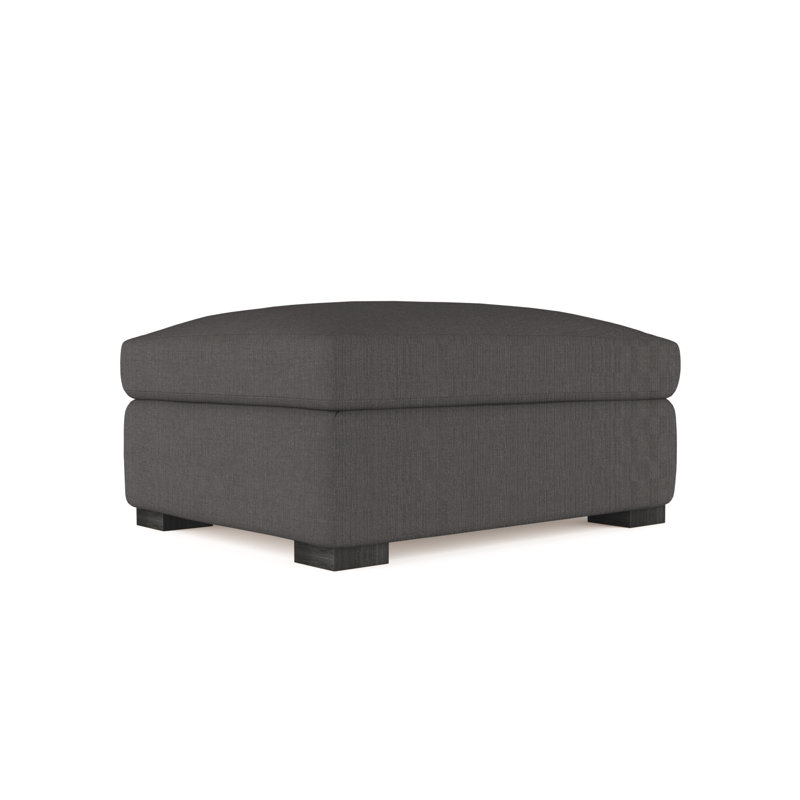 Crosby Ottoman, Ebony, Plush Velvet Blue Print