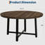 Table de salle à manger de style campagnard rond de 47 pouces avec structure en métal à croisillons, pour 4 à 6 places assises peu encombrantes, table résistante à l'eau pour la cuisine, la salle à manger et le petit appartement