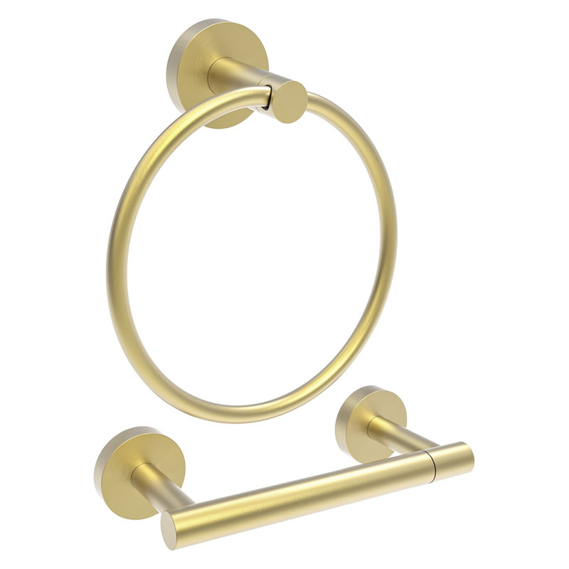 2-Piece Bath Hardware Set With Towel Ring Toilet Paper Holder Bathroom Towel Holder Set Accessories In, Brushed Gold