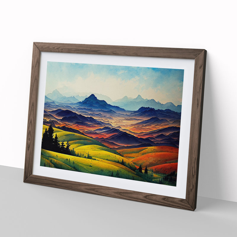 Spring Mountain Scene - Framed Print, Walnut, 34cm H x 46cm W x 2cm D