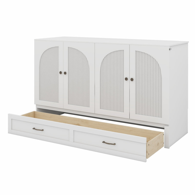 Lit escamotable avec grands tiroirs Murphy, Blanc