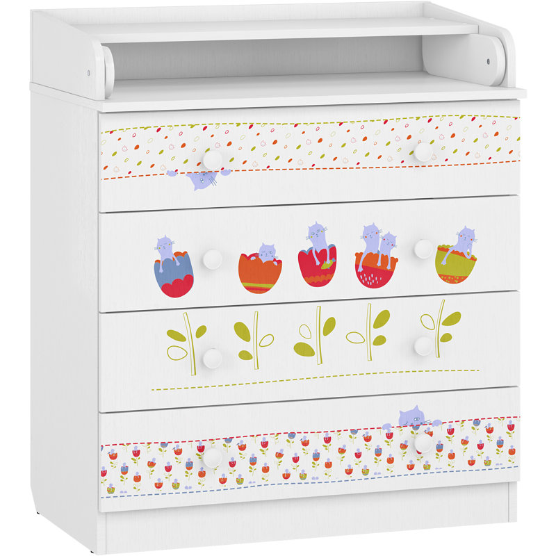 Changing dresser Model 800, white, Sleepy Kittens
