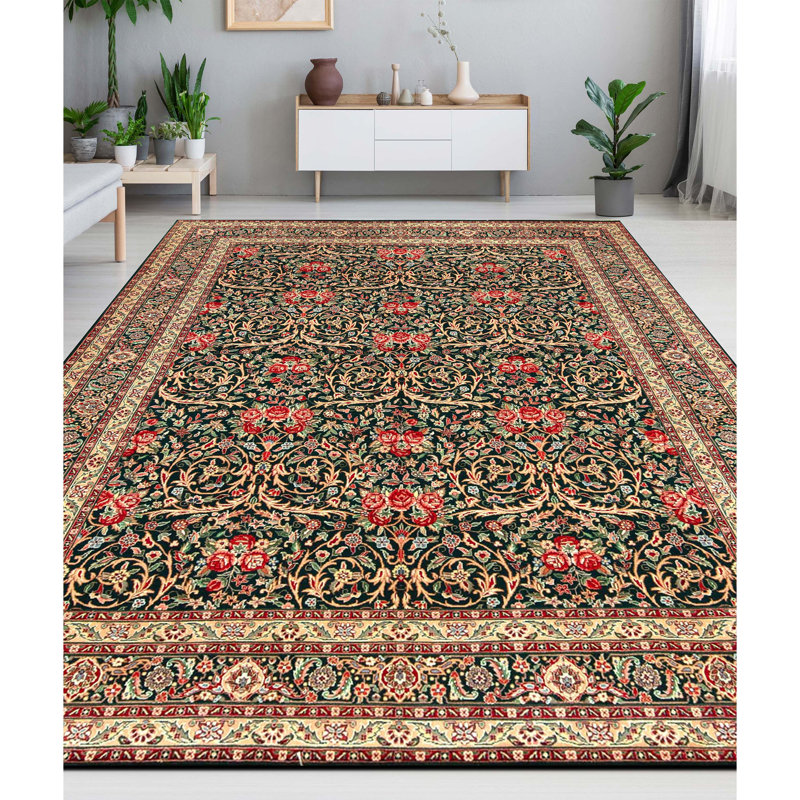 High-Quality Hand-Knotted Green Area Rug