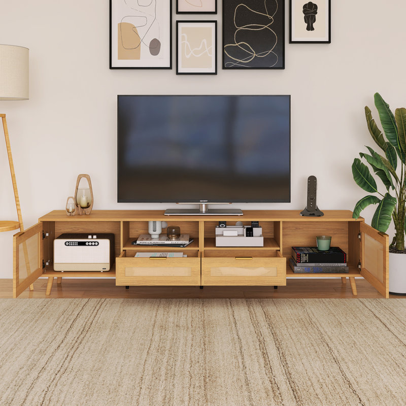 Solid Wood Legs Modern TV Stand Fits Tvs Up To 70 To 79 In., Wood