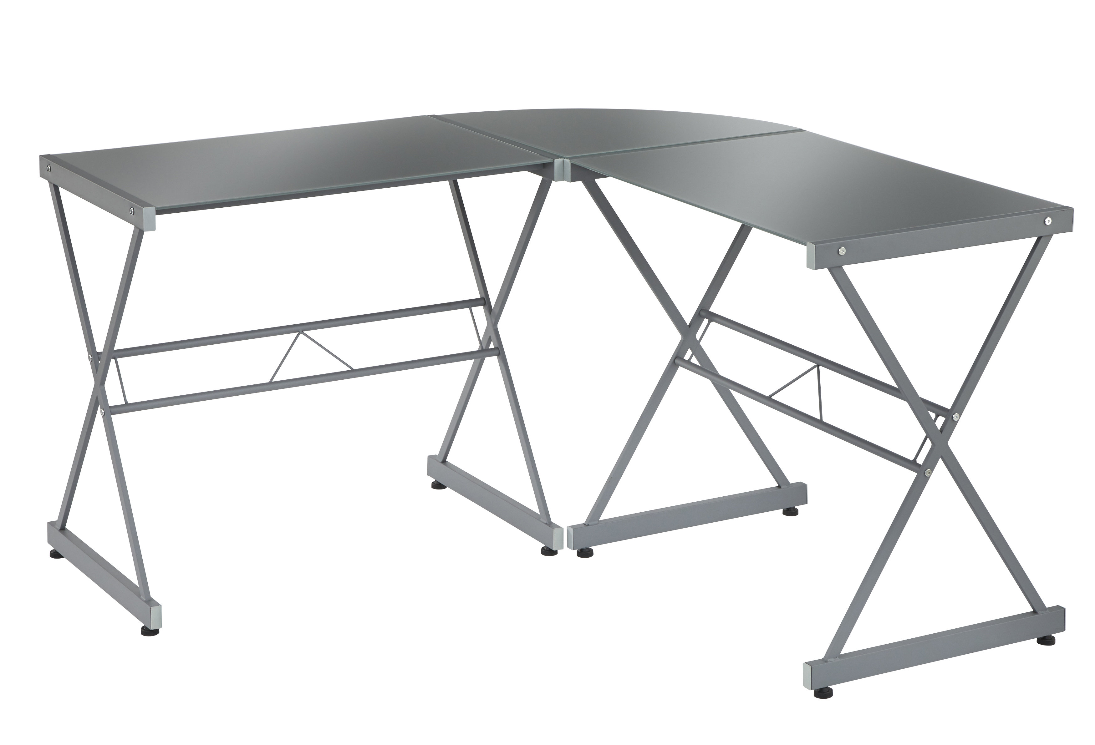 Latitude Run® Rikwin LShaped Glass Top Metal Base Computer Desk