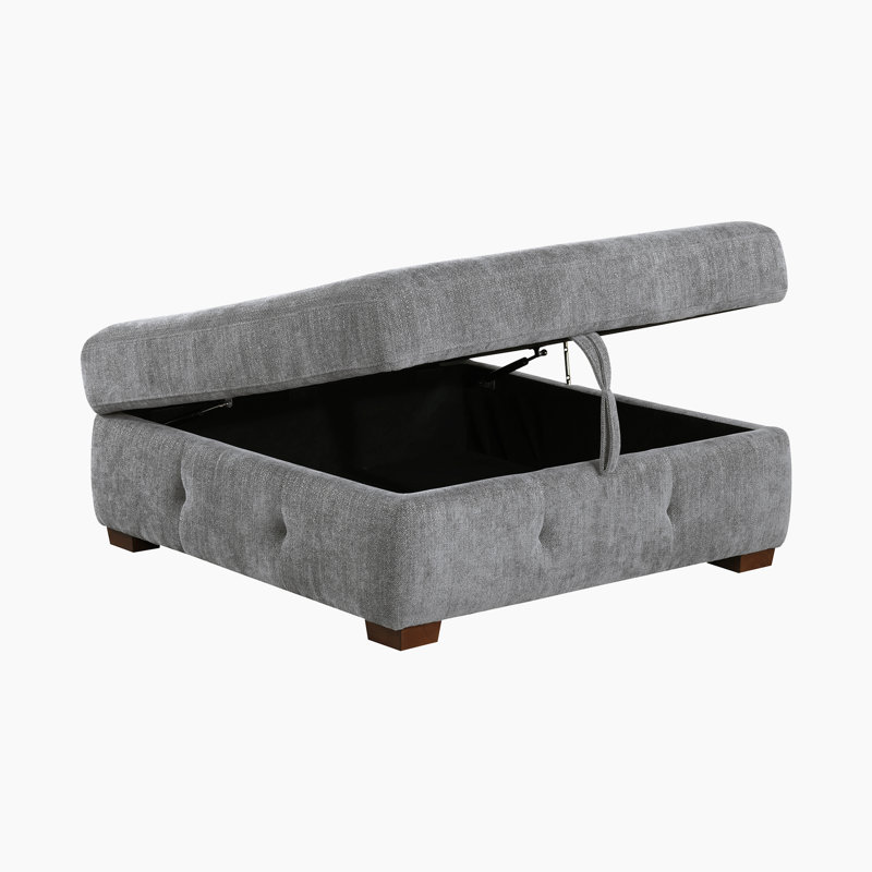 Odesser 115" W 3-Piece Chenille Sleeper Sectional, Gray Chenille, Right Hand Facing