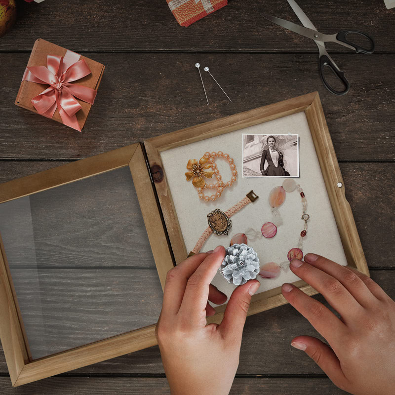 Shadow Box Frame 8 X 8 Shadowbox Display Case Picture Frame With Glass Window Door Memorabilia Wedding Bouquet Flowers Medals Military Photos Memory Box - Carbonized