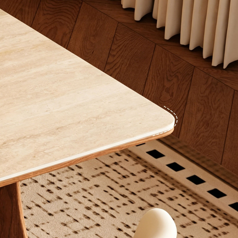 Table rétro en noyer fritté, 29.5" H x 55.1" W x 31.5" D, 5