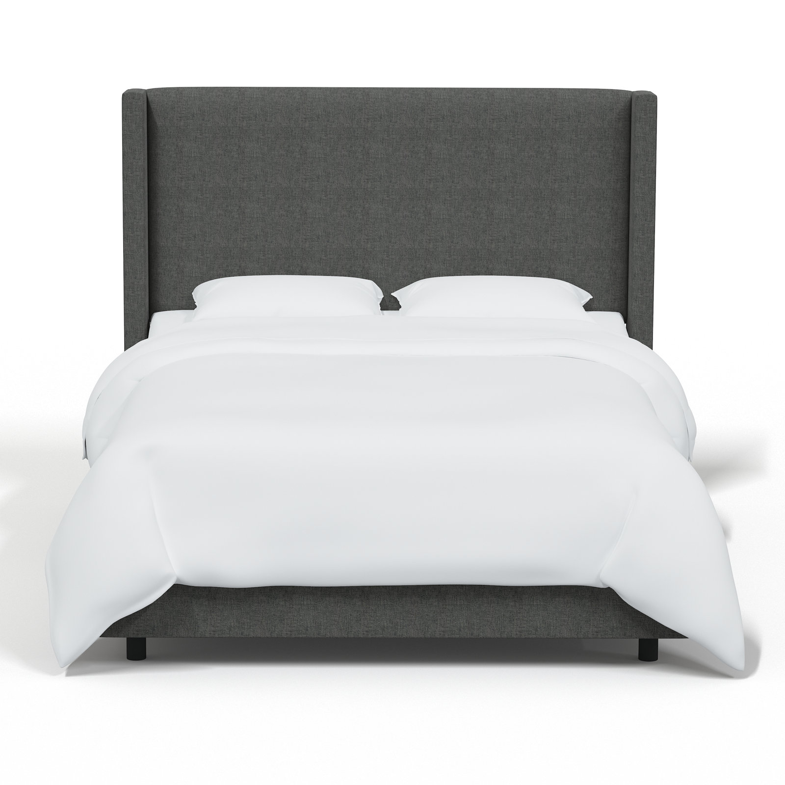 Hanson Upholstered Wingback Bed, California King, Zuma Charcoal Textured Linen