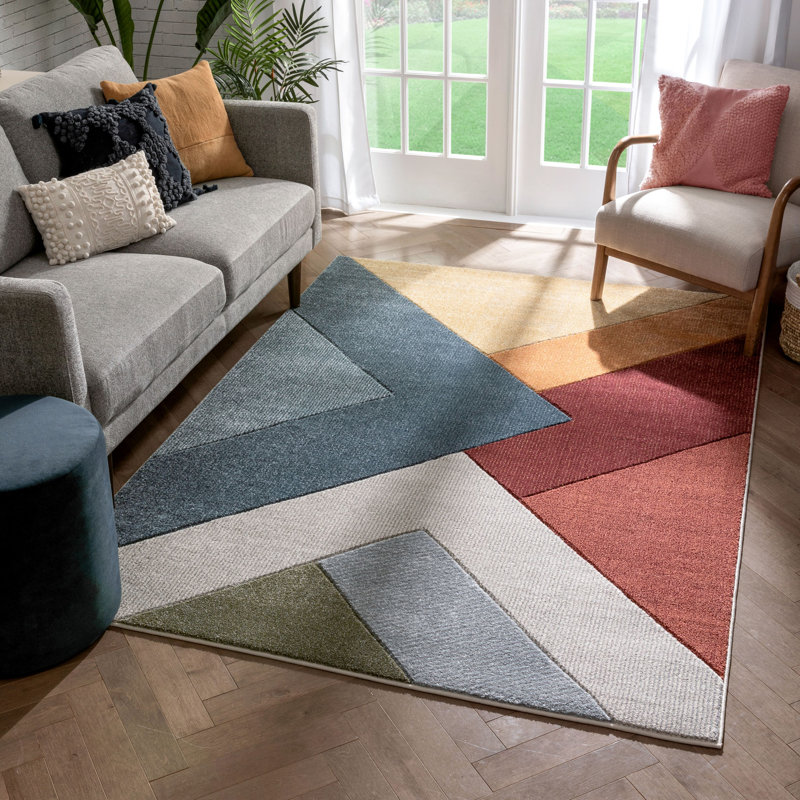 Ruby Geometric Synthetic Area Rug, Rectangle 160 x 220cm