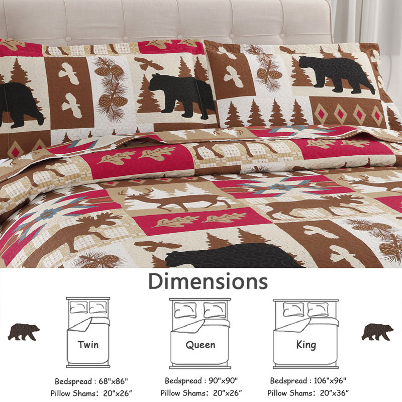Valcour Animal Print Coverlet Set, Queen Quilt + 2 Standard Shams