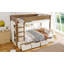 Lit superposé simple au dessus d'un lit simple / simple TG au dessus d'un lit double avec 4 tiroirs de rangement, lit superposé en bois massif avec garde-robe intégrée et garde-corps pleine longueur, sans sommier, beige et naturel
