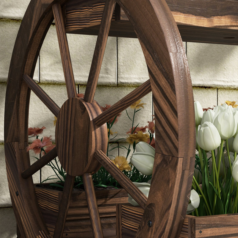 Lit de jardin surélevé à 2 niveaux, pot à fleurs en bois de 25 po x 21 po pour les légumes, les fleurs, les herbes, trois boîtes classées par couleur, roue de chaque côté, auto-vidange pour garder le sol frais, sapin