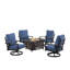 Ensemble de table de foyer en aluminium noir avec quatre fauteuils club-2083278917