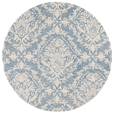 Tapis bleu / ivoire en laine touffeté à la main Ferrera