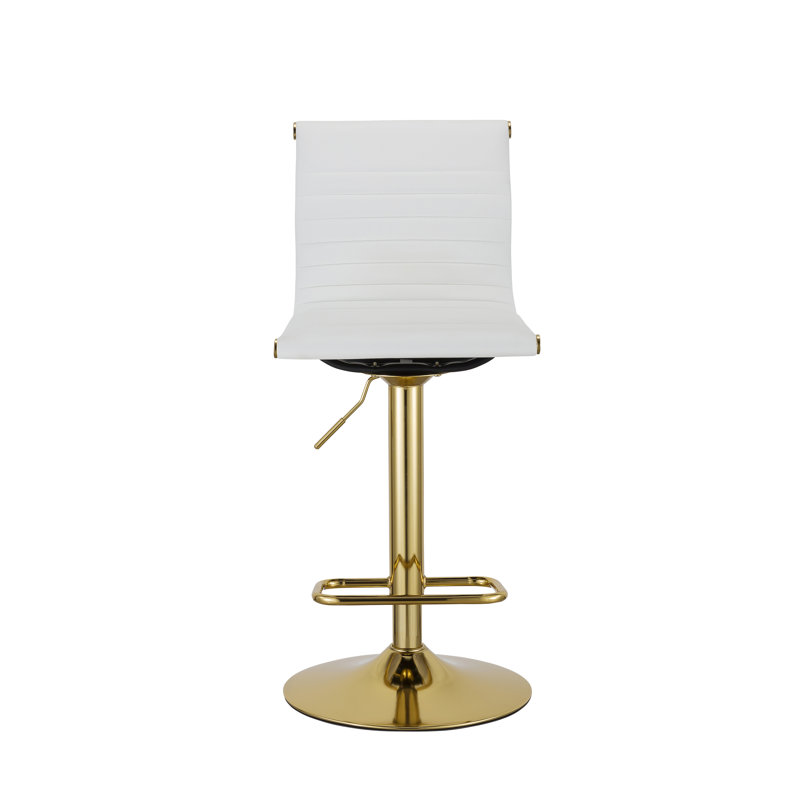 Tabouret à hauteur réglable Adlina, Or, Blanc