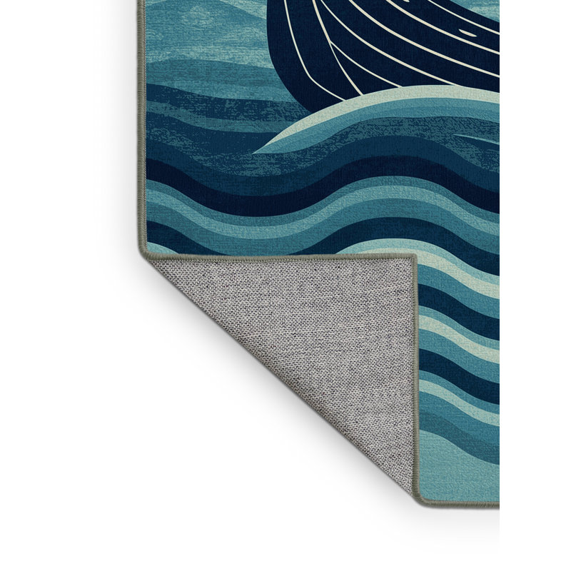 Machine Washable Kendari Viking Longship Nautical Striped Rug in Green – SageGreen Binding, 2x5