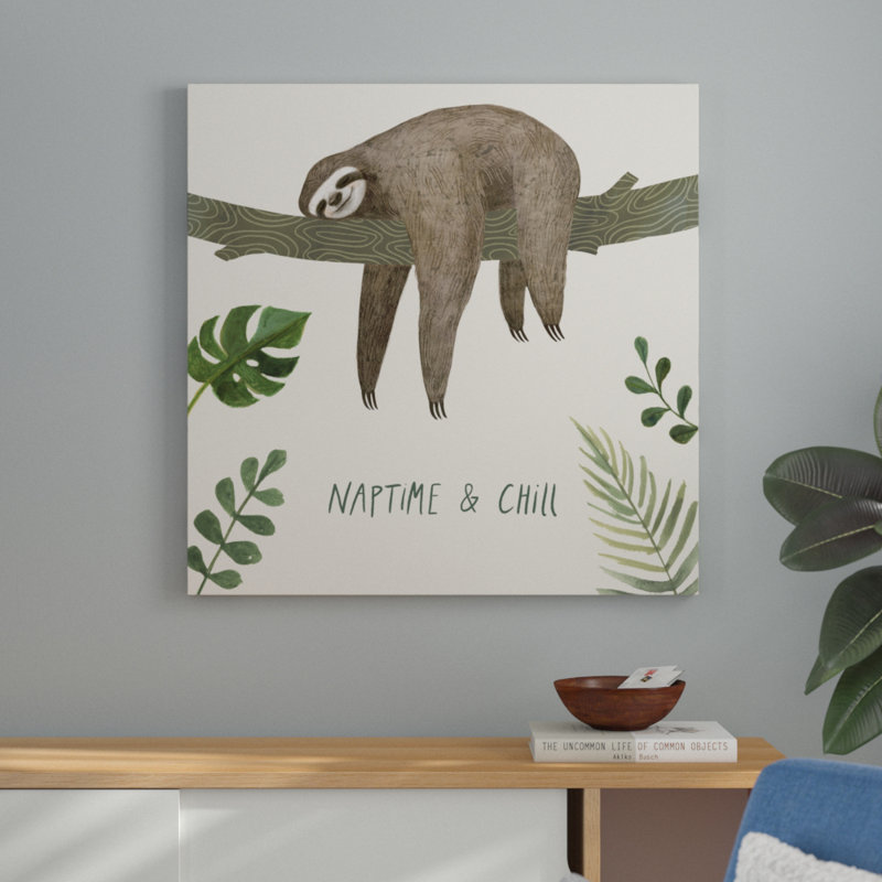 Sloth Sayings II by Victoria Borges - Wrapped Canvas Painting Print, 91cm H x 91cm W, Wrapped Canvas