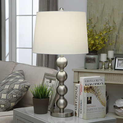 Lampe de table en métal Ademir nickel brossé 27 po avec interrupteur à 3 voies