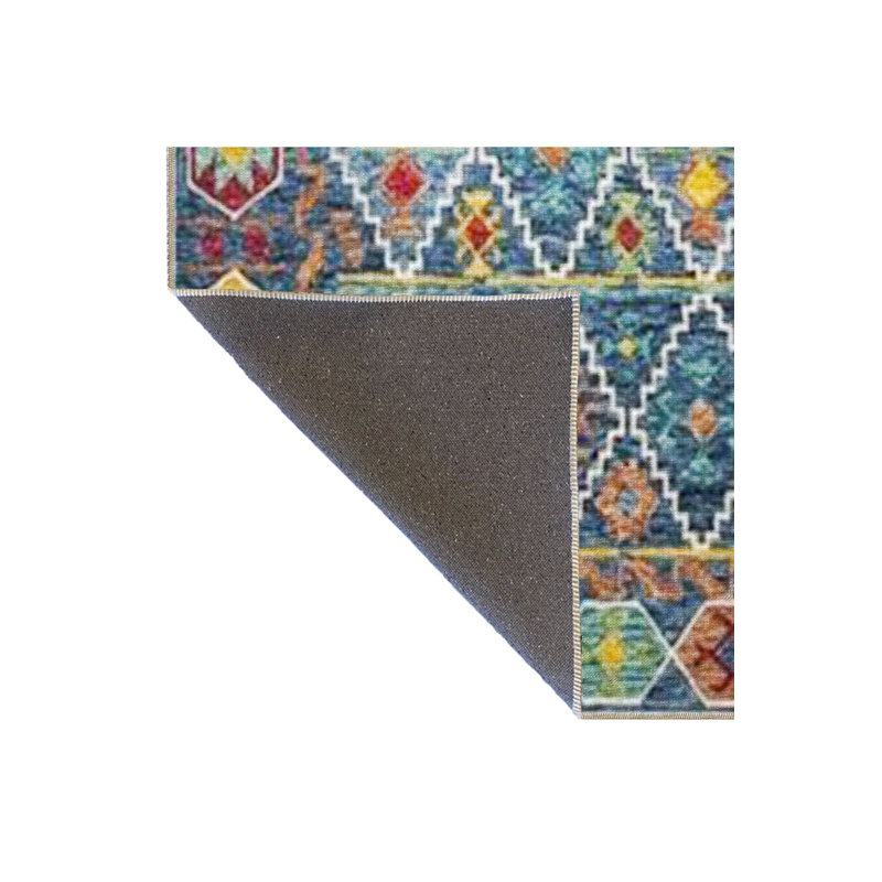 Machine Washable Hexagonal Diamond Mixed Color Geometric Patterned Woven Base Rug